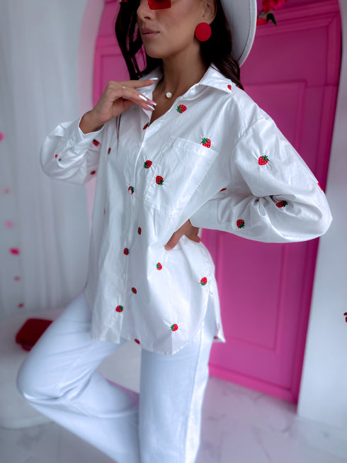 KOKVILNAS krekls ar kabatu "DARLING" 9647 - BALTS